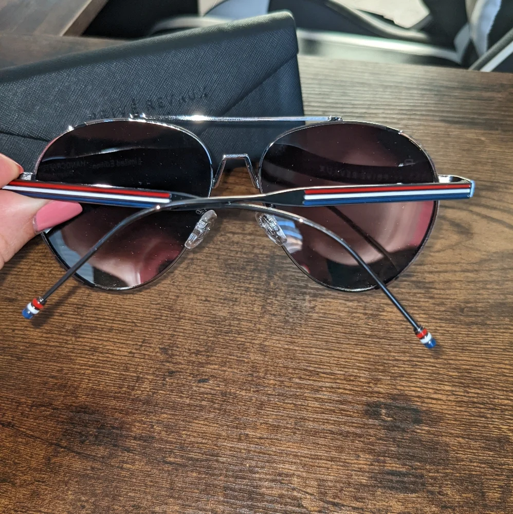 Privé Revaux Men's / Unisex Aviator Red, White, and Blue Sunglasses with…